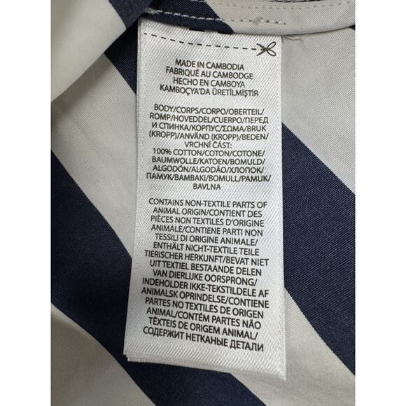 Polo Ralph Lauren Chevron-Stripe Cotton Midi Dress Womens 14 Navy Old Money Prep - Picture 12 of 16